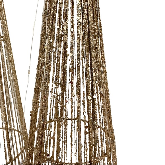 🎄 3x Holiday Home 24”-32” Christmas Trees Cone LED Gold - Picture 6 of 11